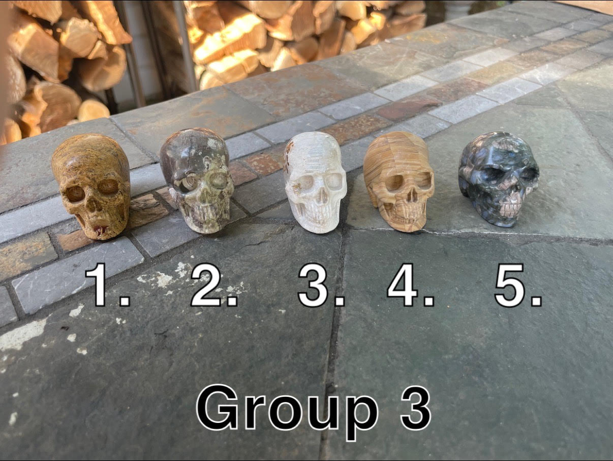 Hand Carved Stone Skulls Group 3